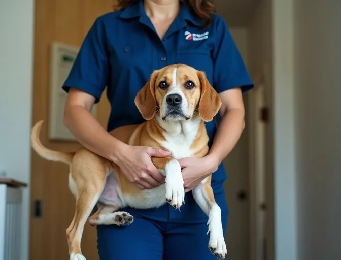 Technician respectfully transporting a deceased dog in Beveridge